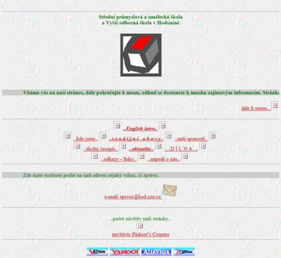 Školní web v letech 1999 - 2003
